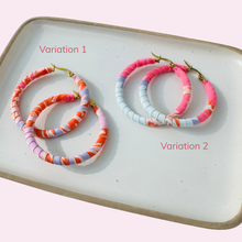 Load image into Gallery viewer, Large Barranquilla Hoops – Pink & Orange Colombian Earrings