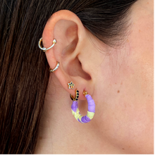 Load image into Gallery viewer, Small Medellín Hoops – Yellow & Violet Colombian Earrings