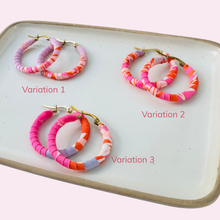Load image into Gallery viewer, Medium Barranquilla Hoops – Pink & Orange Colombian Earrings