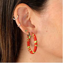 Load image into Gallery viewer, Large Salento Hoops – Red & Pistachio Colombian Earrings