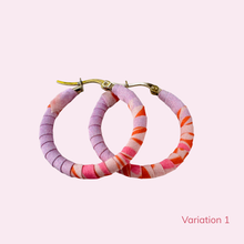 Load image into Gallery viewer, Medium Barranquilla Hoops – Pink & Orange Colombian Earrings