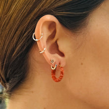 Load image into Gallery viewer, Small Zaria hoops- Orange and gold earrings