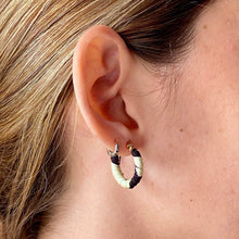 Load image into Gallery viewer, Small Enugu Hoops- Black and White Nigerian earrings