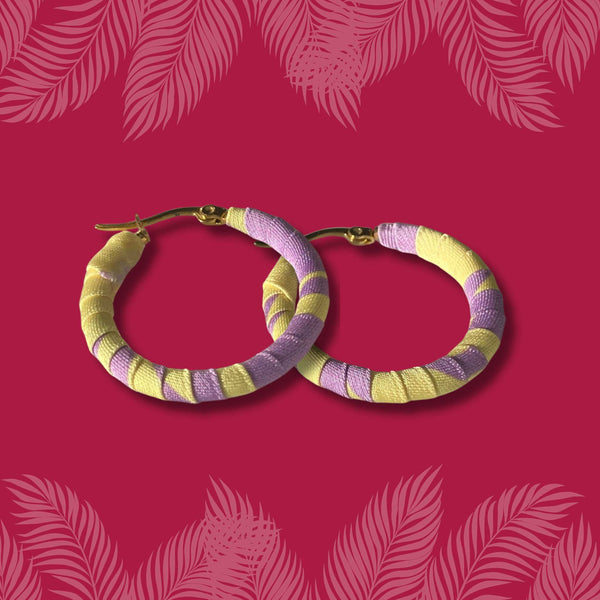 Medium Medellín Hoops – Yellow & Violet Colombian Earrings