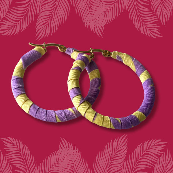 Large Medellín Hoops – Yellow & Violet Colombian Earrings