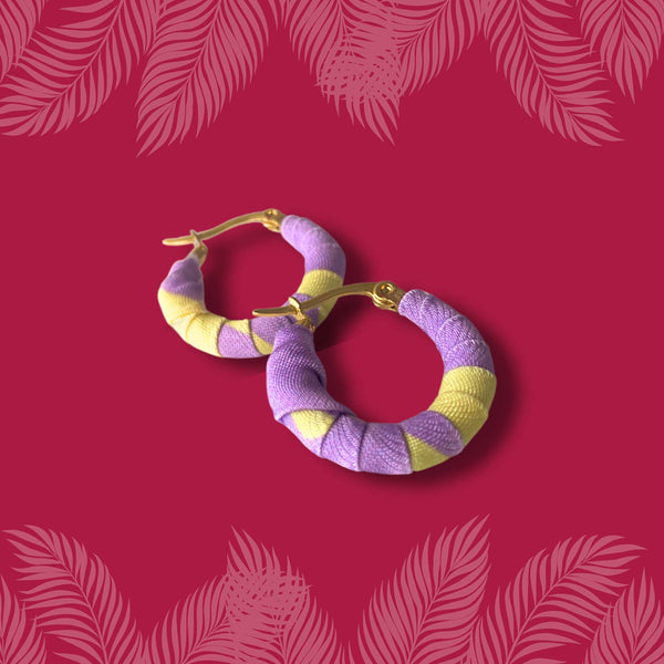 Small Medellín Hoops – Yellow & Violet Colombian Earrings