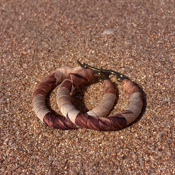 Medium Guajira Hoops- Beige and Brown Colombian Earrings