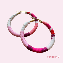 Load image into Gallery viewer, Large Cartagena Hoops – Red, Fuchsia &amp; White Colombian Earrings
