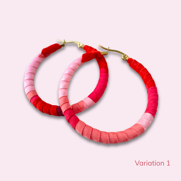 Large Cartagena Hoops – Red, Fuchsia & White Colombian Earrings