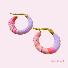 Load image into Gallery viewer, Small Barranquilla Hoops – Pink &amp; Orange Colombian Earrings
