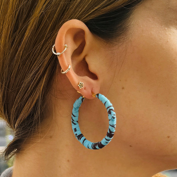 Large Blue Bauchi hoops