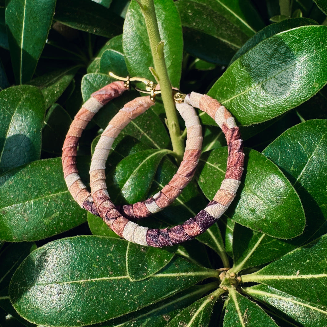 Large Guajira Hoops- Beige and Brown Colombian Earrings