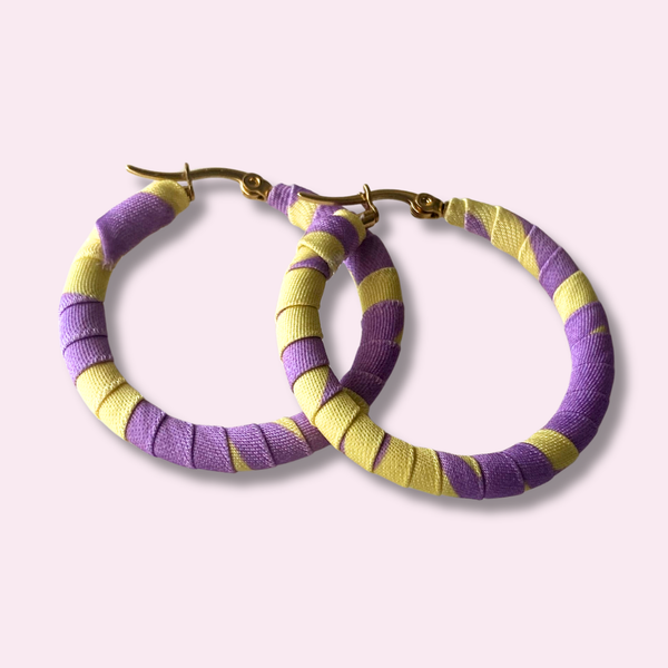 Large Medellín Hoops – Yellow & Violet Colombian Earrings