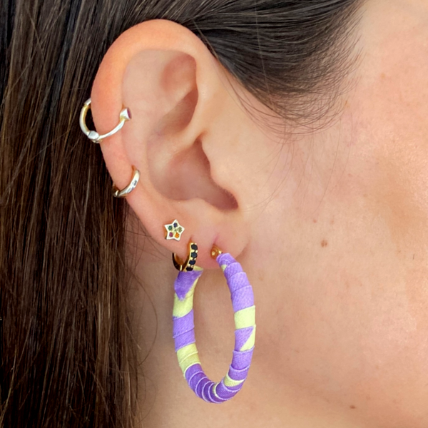 Large Medellín Hoops – Yellow & Violet Colombian Earrings