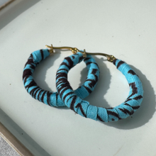 Load image into Gallery viewer, Medium Blue Bauchi hoops
