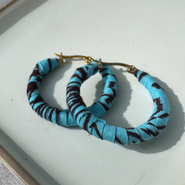 Medium Blue Bauchi hoops