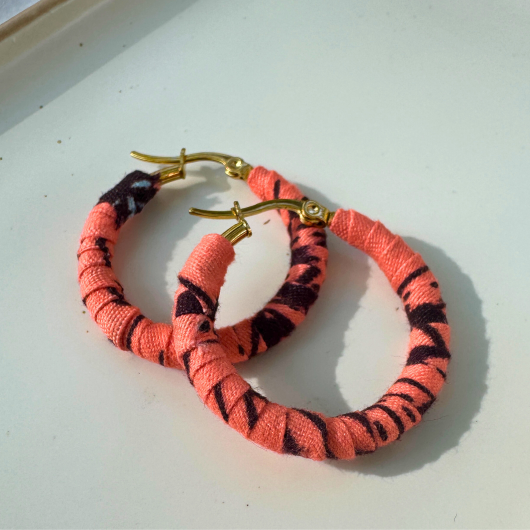 Medium Orange Bauchi hoops