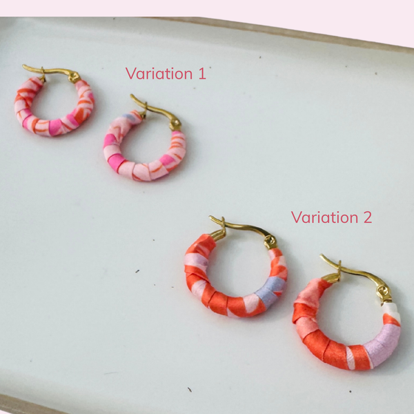Small Barranquilla Hoops – Pink & Orange Colombian Earrings