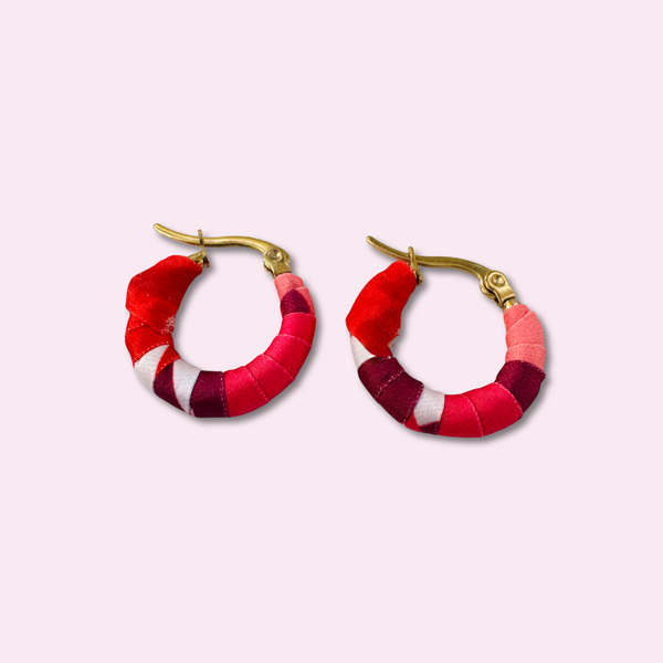 Small Cartagena Hoops – Red, Fuchsia & White Colombian Earrings