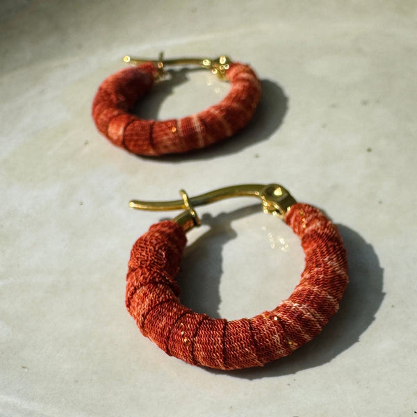 Small Zaria hoops- Orange and gold earrings