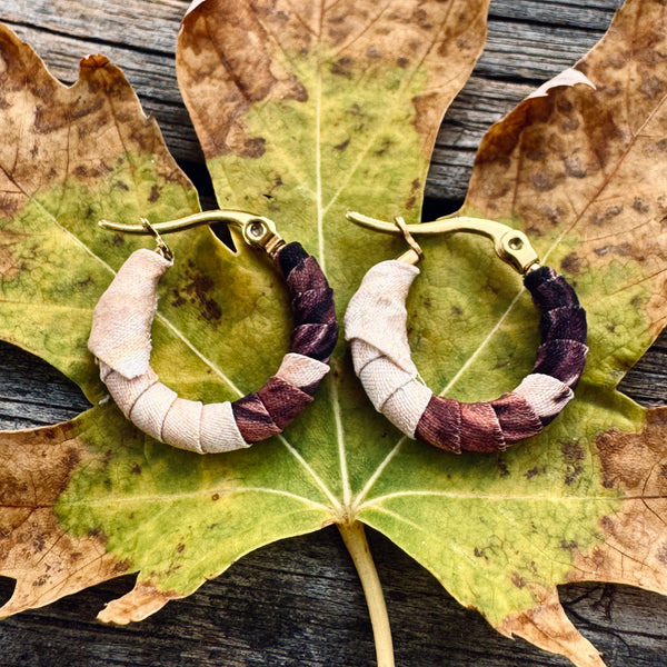 Small Guajira Hoops- Beige and Brown Colombian Earrings