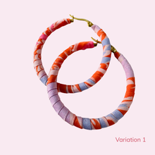 Load image into Gallery viewer, Large Barranquilla Hoops – Pink &amp; Orange Colombian Earrings
