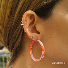 Load image into Gallery viewer, Large Barranquilla Hoops – Pink &amp; Orange Colombian Earrings
