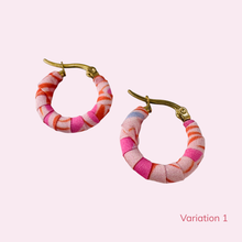 Load image into Gallery viewer, Small Barranquilla Hoops – Pink &amp; Orange Colombian Earrings
