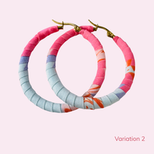 Load image into Gallery viewer, Large Barranquilla Hoops – Pink &amp; Orange Colombian Earrings
