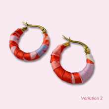 Load image into Gallery viewer, Small Barranquilla Hoops – Pink &amp; Orange Colombian Earrings
