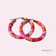Load image into Gallery viewer, Medium Barranquilla Hoops – Pink &amp; Orange Colombian Earrings

