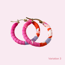 Load image into Gallery viewer, Medium Barranquilla Hoops – Pink &amp; Orange Colombian Earrings

