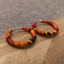 Load image into Gallery viewer, Medium Santa Marta Hoops- Orange, Pink and Brown Colombian Earrings
